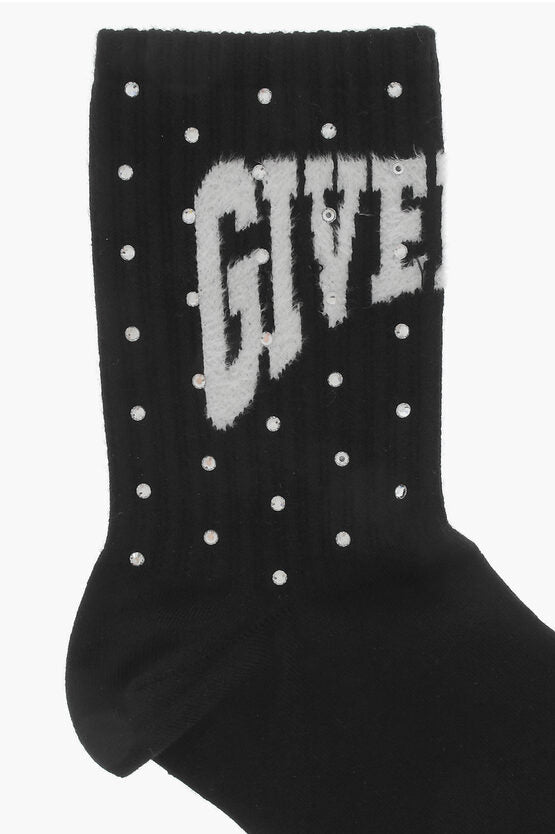 Givenchy Cotton Blend Socks with Rhinestone