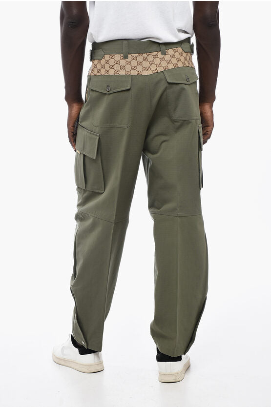 Gucci Cotton Ripstop Cargo Pants with Monogram Fabric Inserts