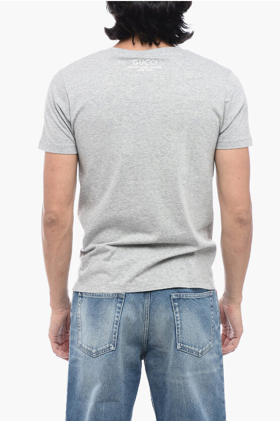 Gucci Cotton T-Shirt with Raw-cut V Neck