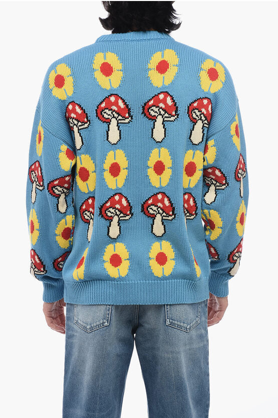 Gucci Crew Neck MUSHROOM Cotton Blend Sweater