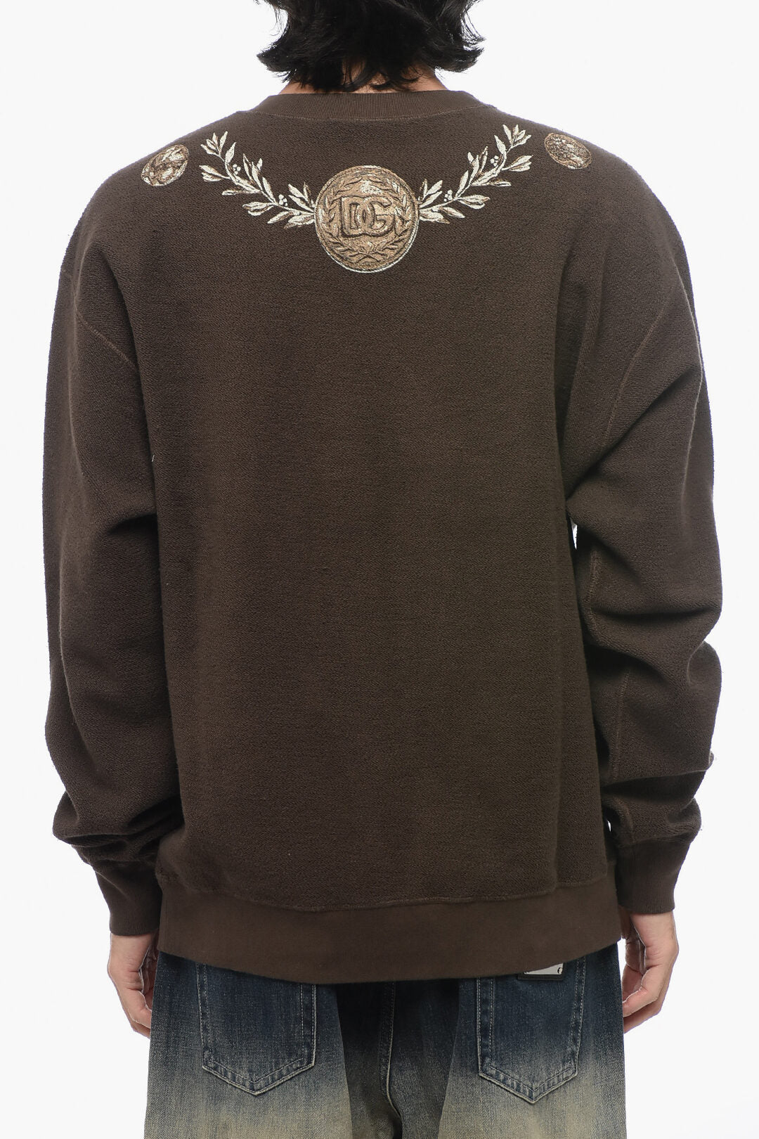 Dolce & Gabbana Crew Neck Reverse Cotton Sweatshirt with Print