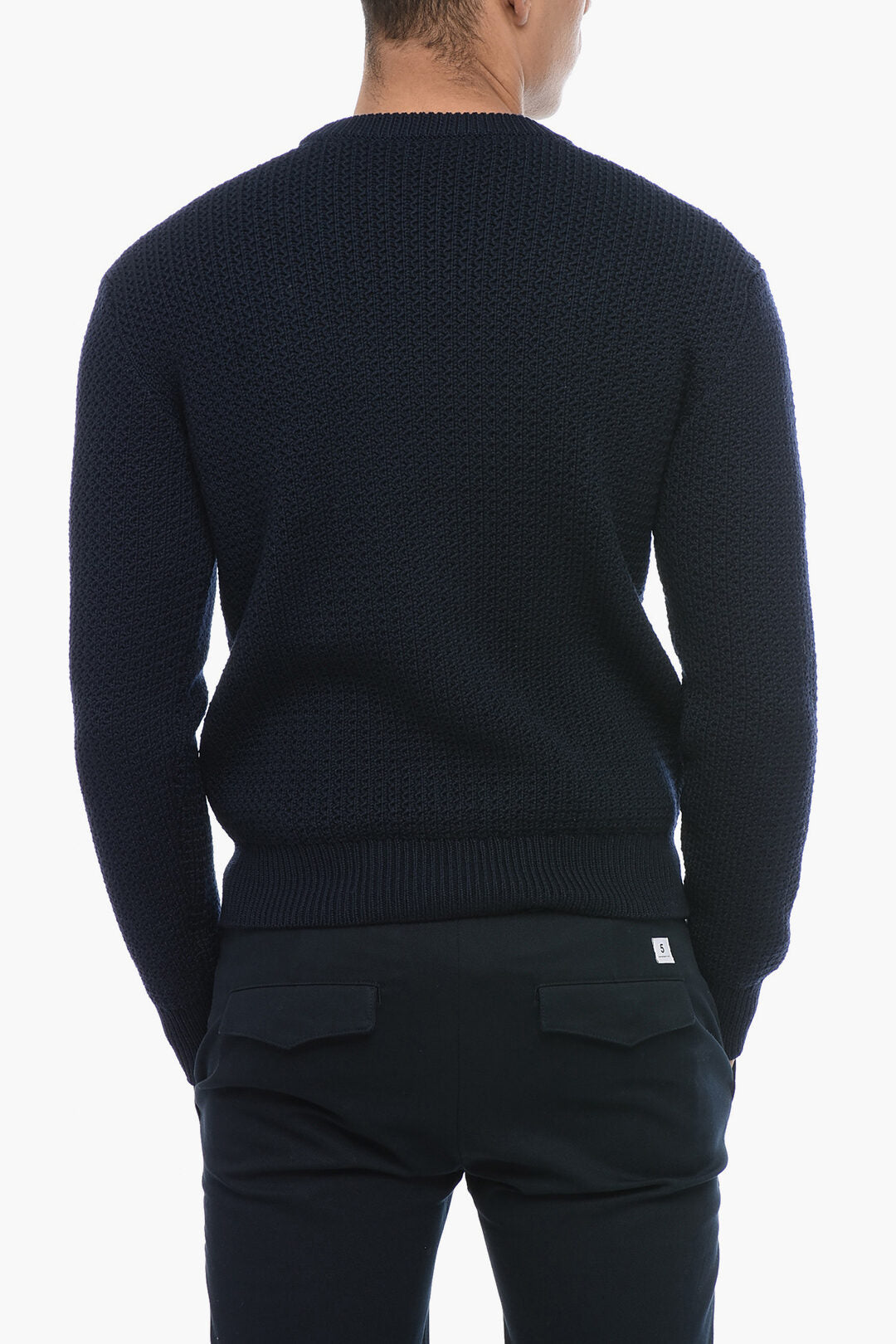 Dolce & Gabbana Crew Neck Virgin Wool Sweater with Jacquard Logo