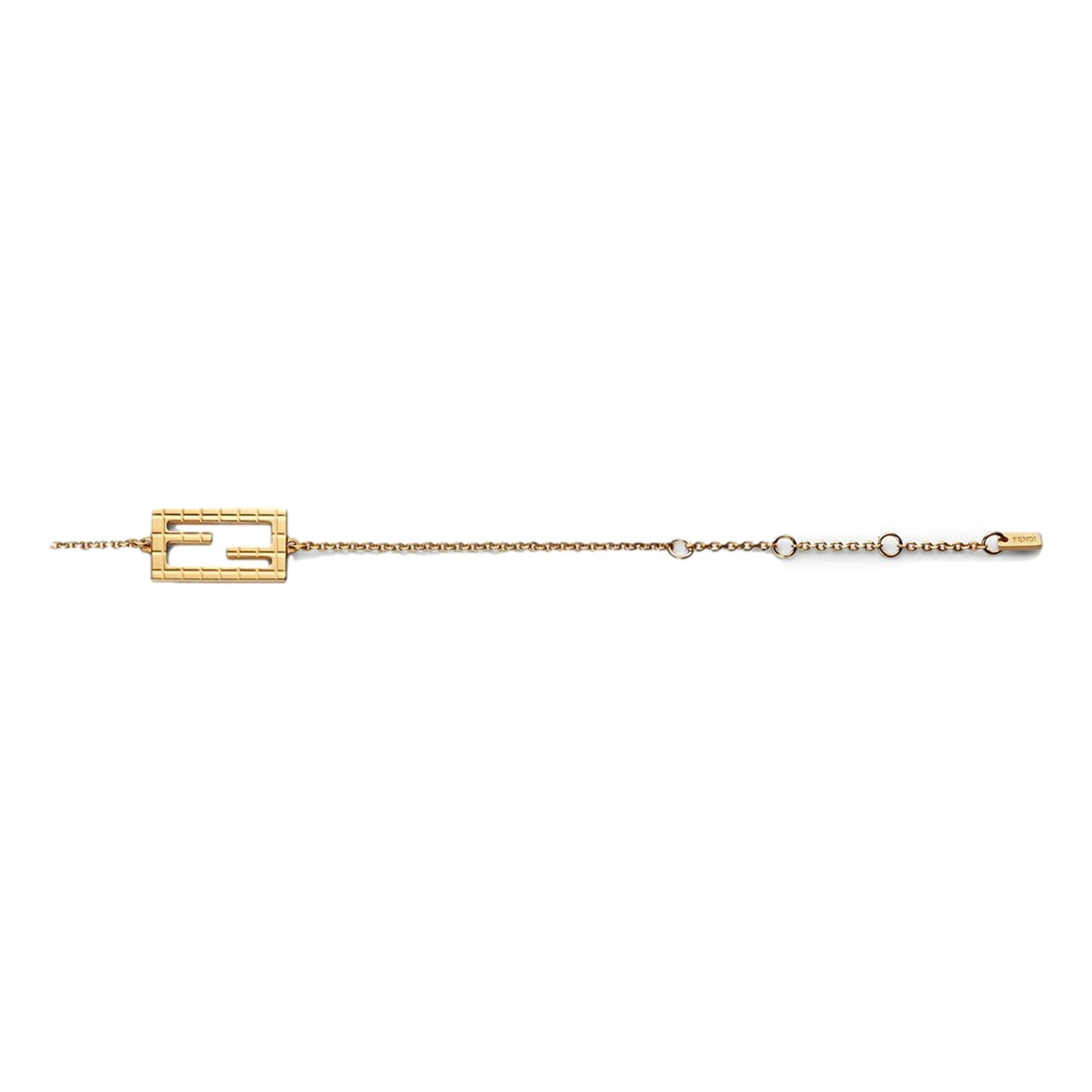 Fendi Baguette Logo Bracelet Gold Metal Adjustable Chain Medium - LUXURYMRKT