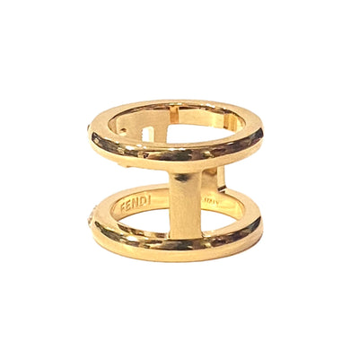 Fendi First Gold Finish Metal and White Crystal Small Fashion Ring - LUXURYMRKT