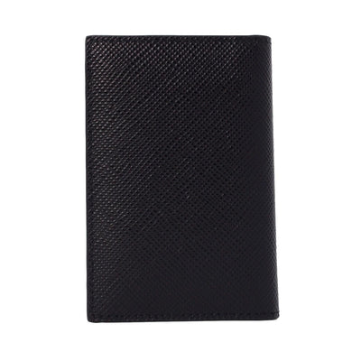 Prada Black Saffiano Leather Vertical Logo Card Holder - LUXURYMRKT