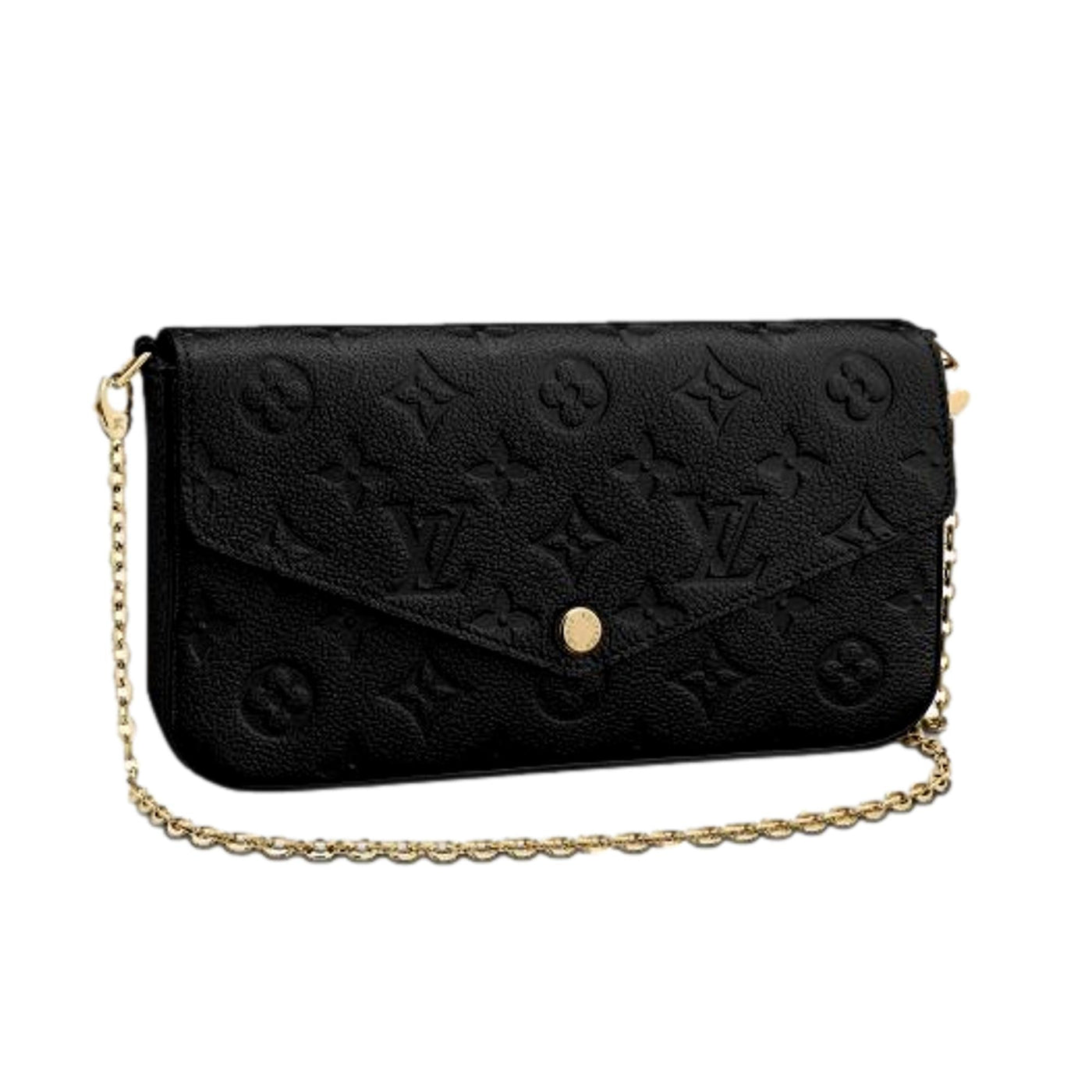 Louis Vuitton Felicie Pouchette Black Monogram Chain Wallet Crossbody Bag - LUXURYMRKT