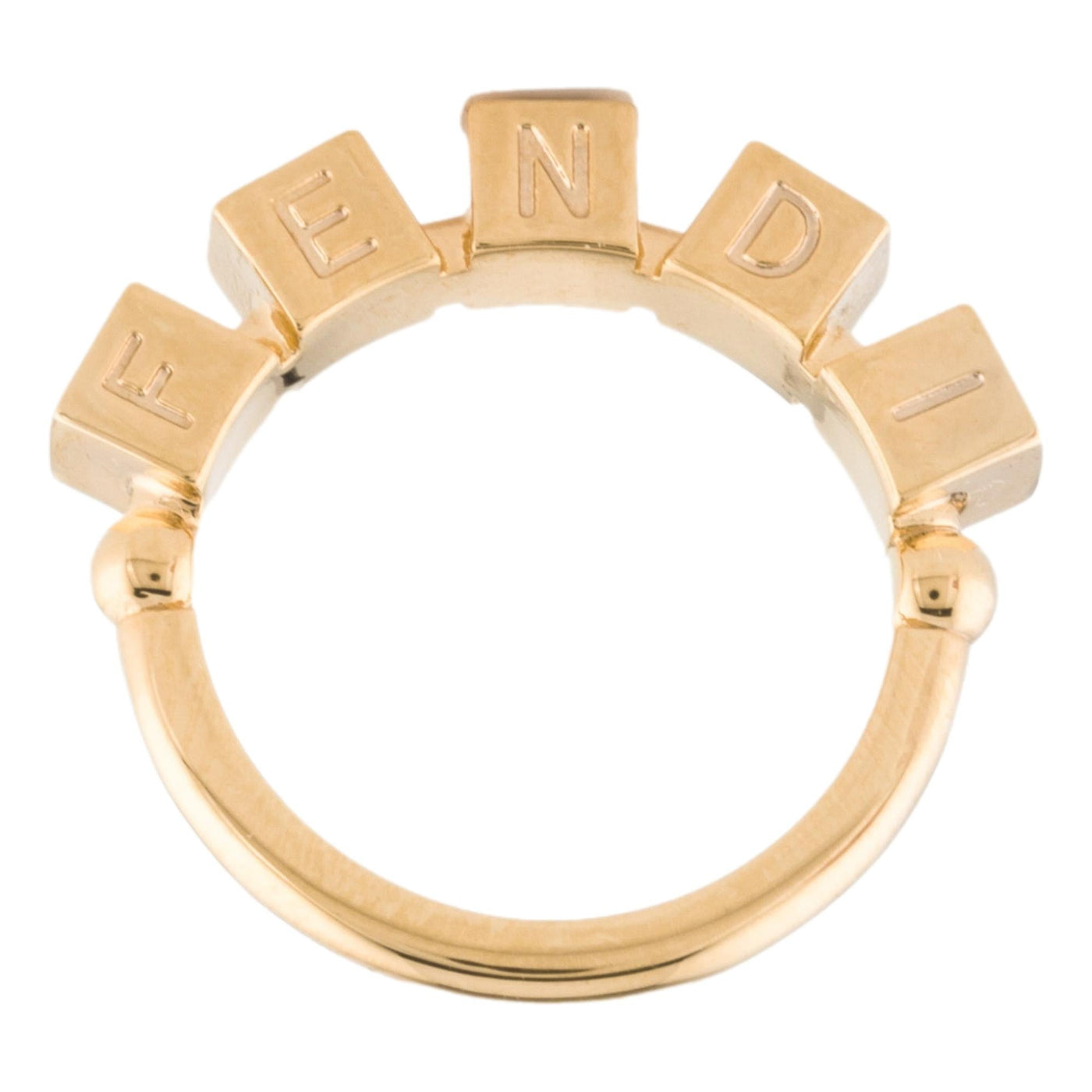 Fendi Fendrigraphy Letters Gold Metal Ring Size Small - LUXURYMRKT