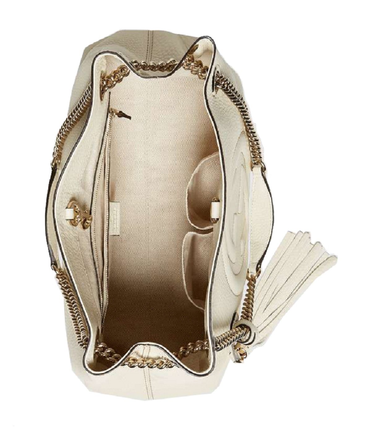 Gucci Soho GG Ivory Leather Chain Shoulder Tote Bag - LUXURYMRKT