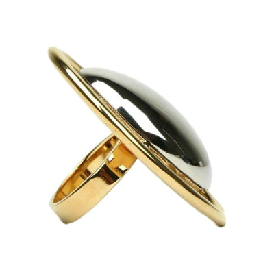 Saint Laurent Oval Brass Metal Circular Ring Silver/Gold Size 6 - LUXURYMRKT