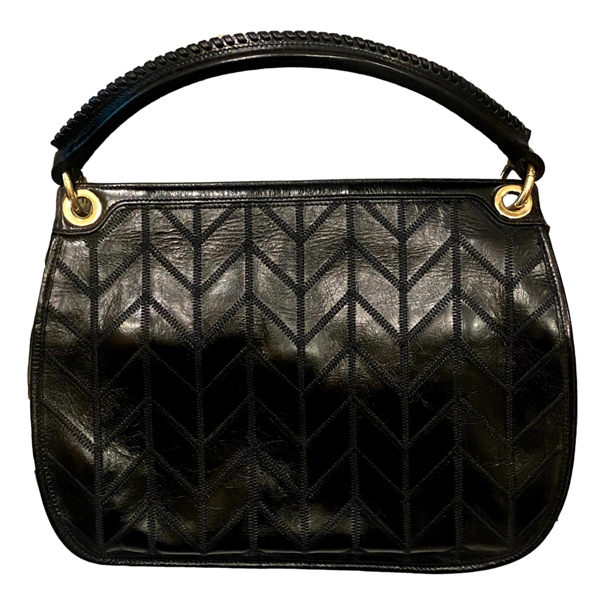 Miu Miu Vitello Shine Patch Black Leather Satchel Bag - LUXURYMRKT