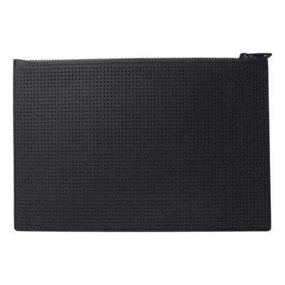 Alexander McQueen Black Leather Perforated Flat Pouch 560472 - LUXURYMRKT