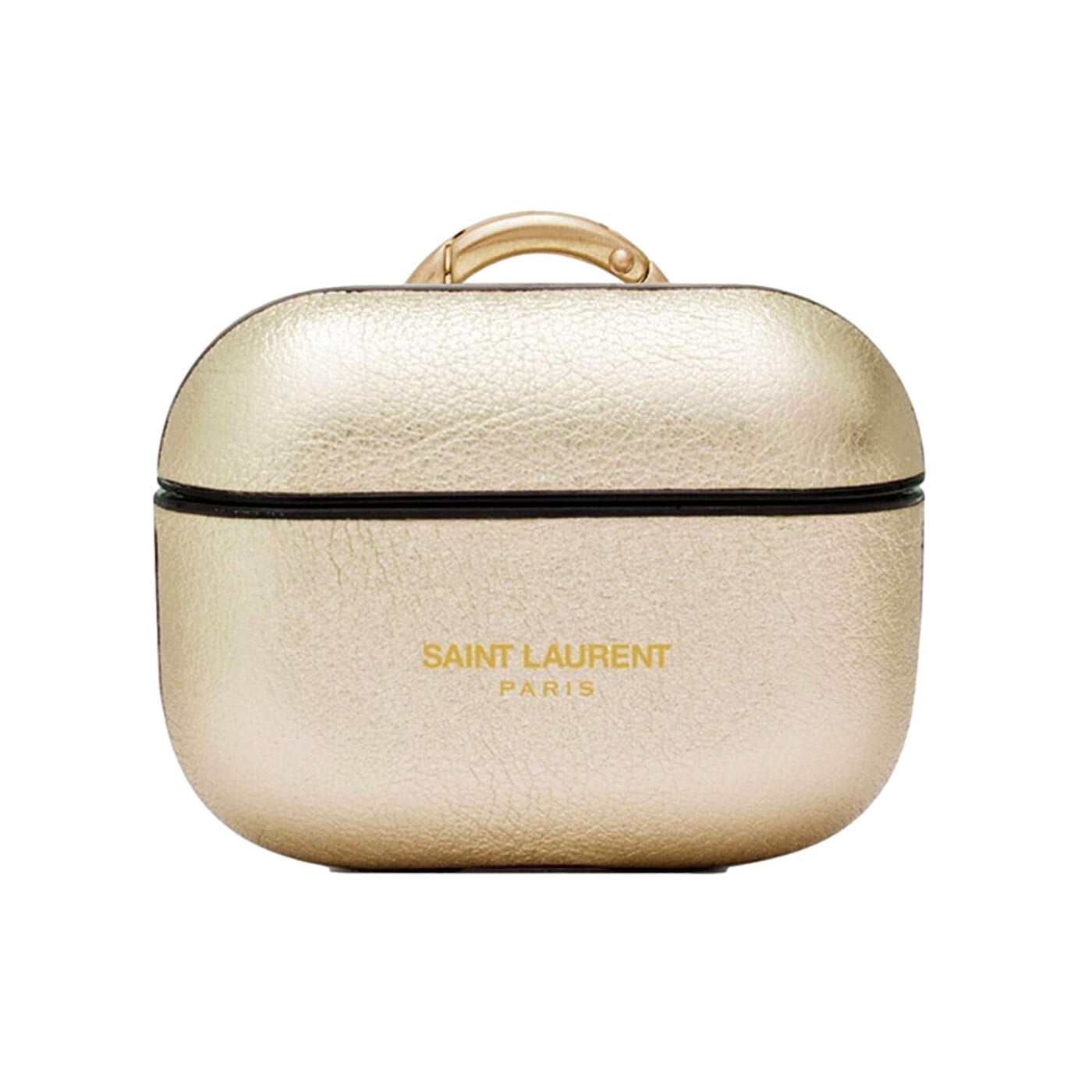 Saint Laurent Metallic Gold Leather Airpods Pro Case - LUXURYMRKT