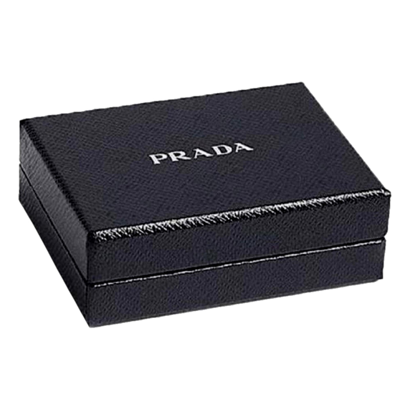 Prada Triangle Saffiano Black Leather Mini Airpods Case with Chain - LUXURYMRKT
