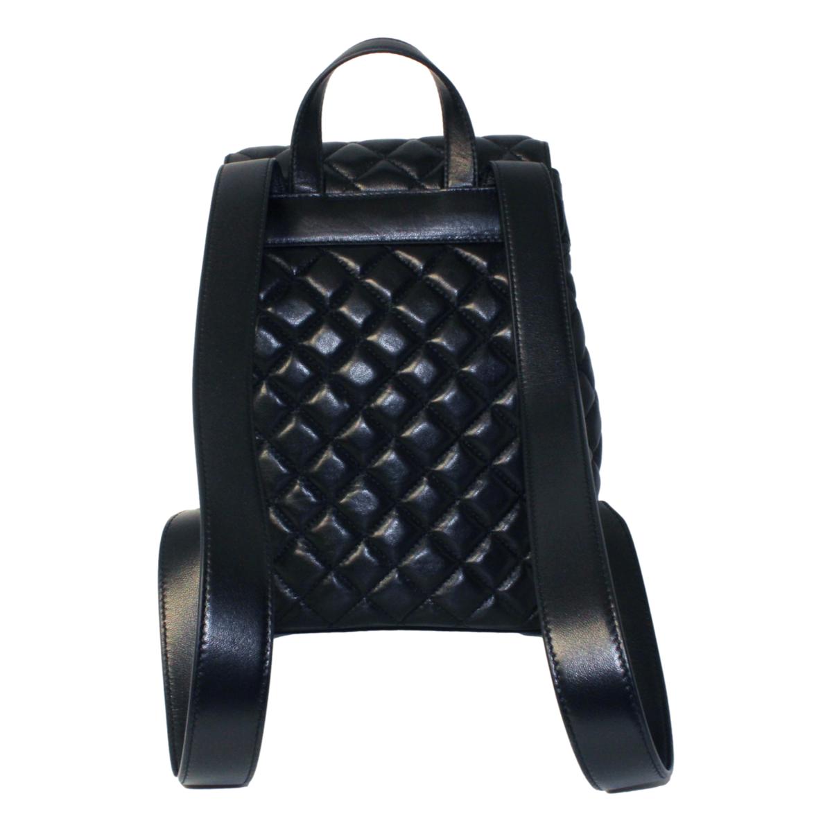 Versace Black Leather Medusa Quilted Flap Backpack DBFI160S - LUXURYMRKT