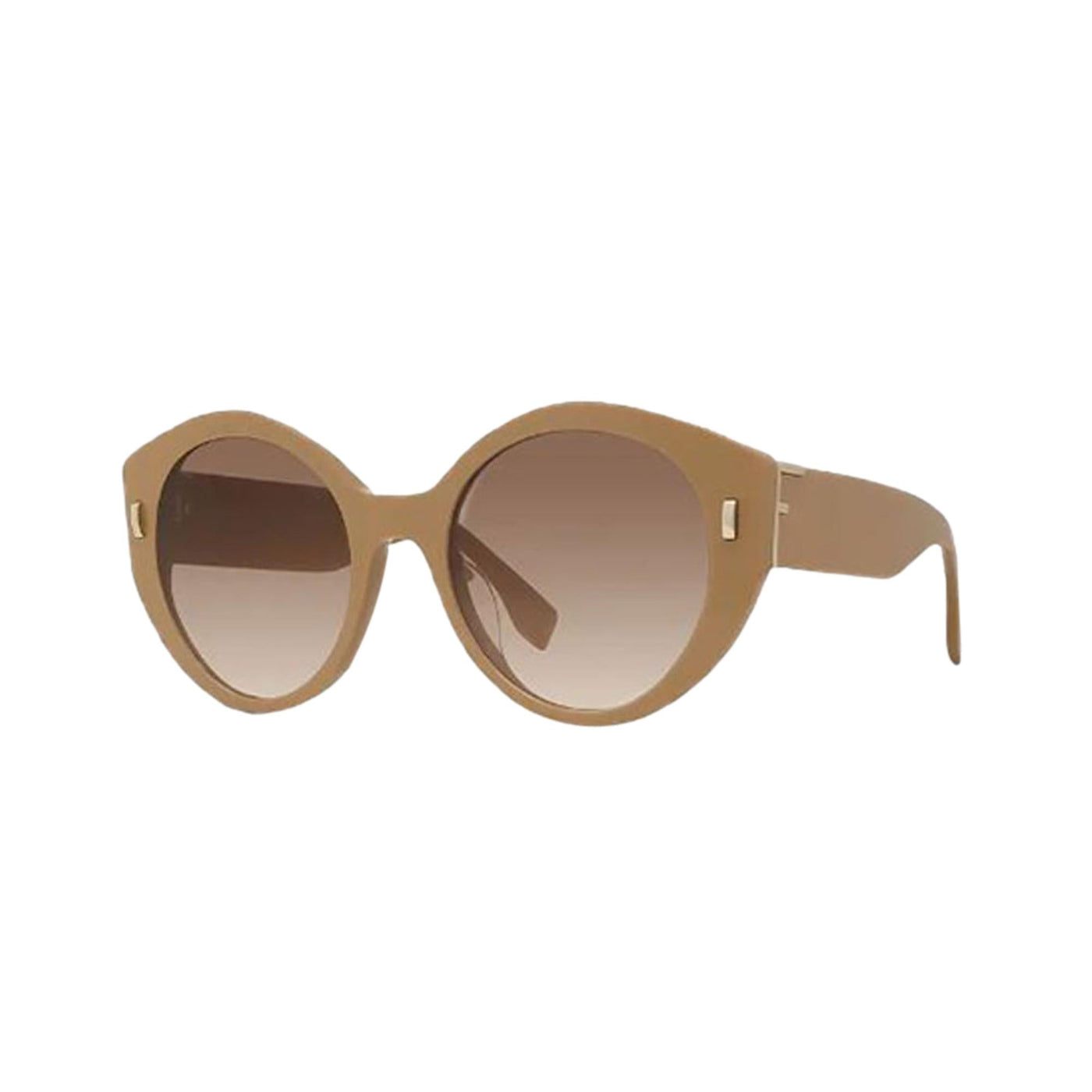 Fendi First Dark Beige Acetate Round Frame Tinted Sunglasses - LUXURYMRKT