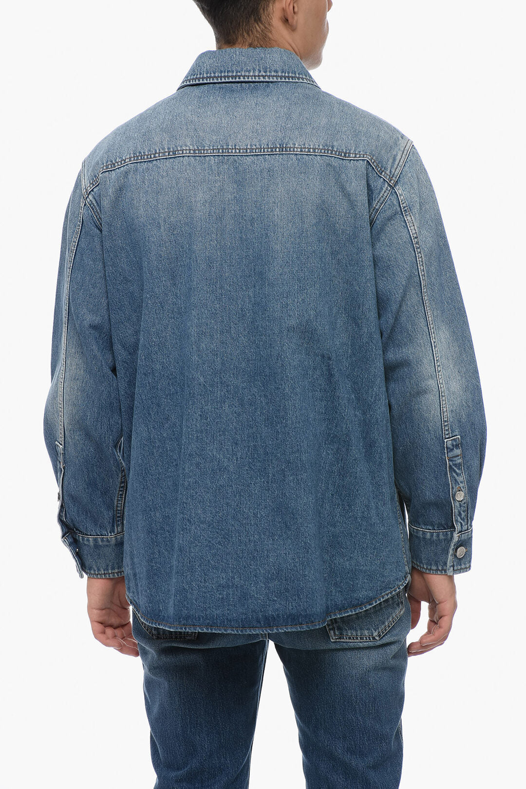 Valentino Denim Overshirt with Logoed Breast-pocket