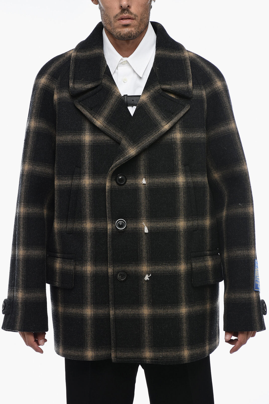 Maison Margiela Double-Brest PENDLETON Coat with Tartan Motif