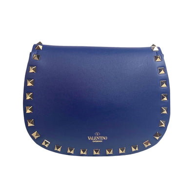 Valentino Garavani Rockstud Blue Leather Small Chain Crossbody Bag - LUXURYMRKT