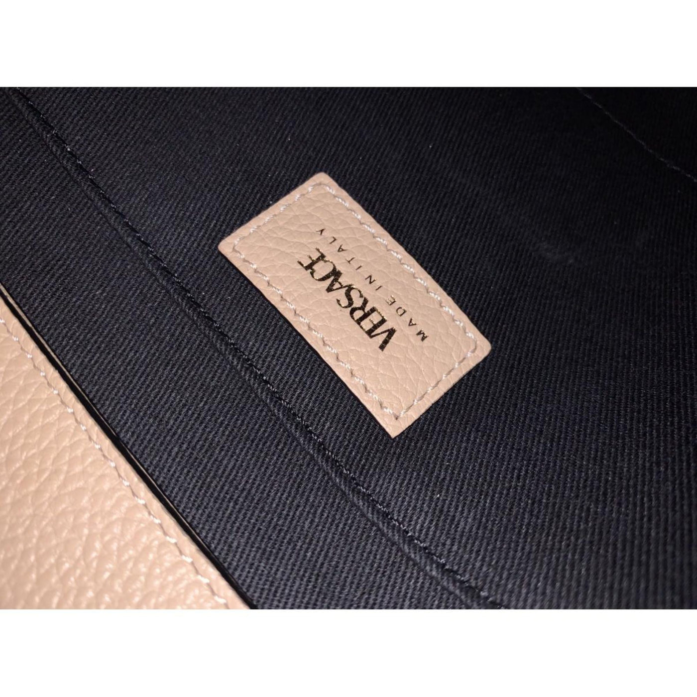 Versace Virtus Beige Calf Leather Top Handle Crossbody Bag - LUXURYMRKT