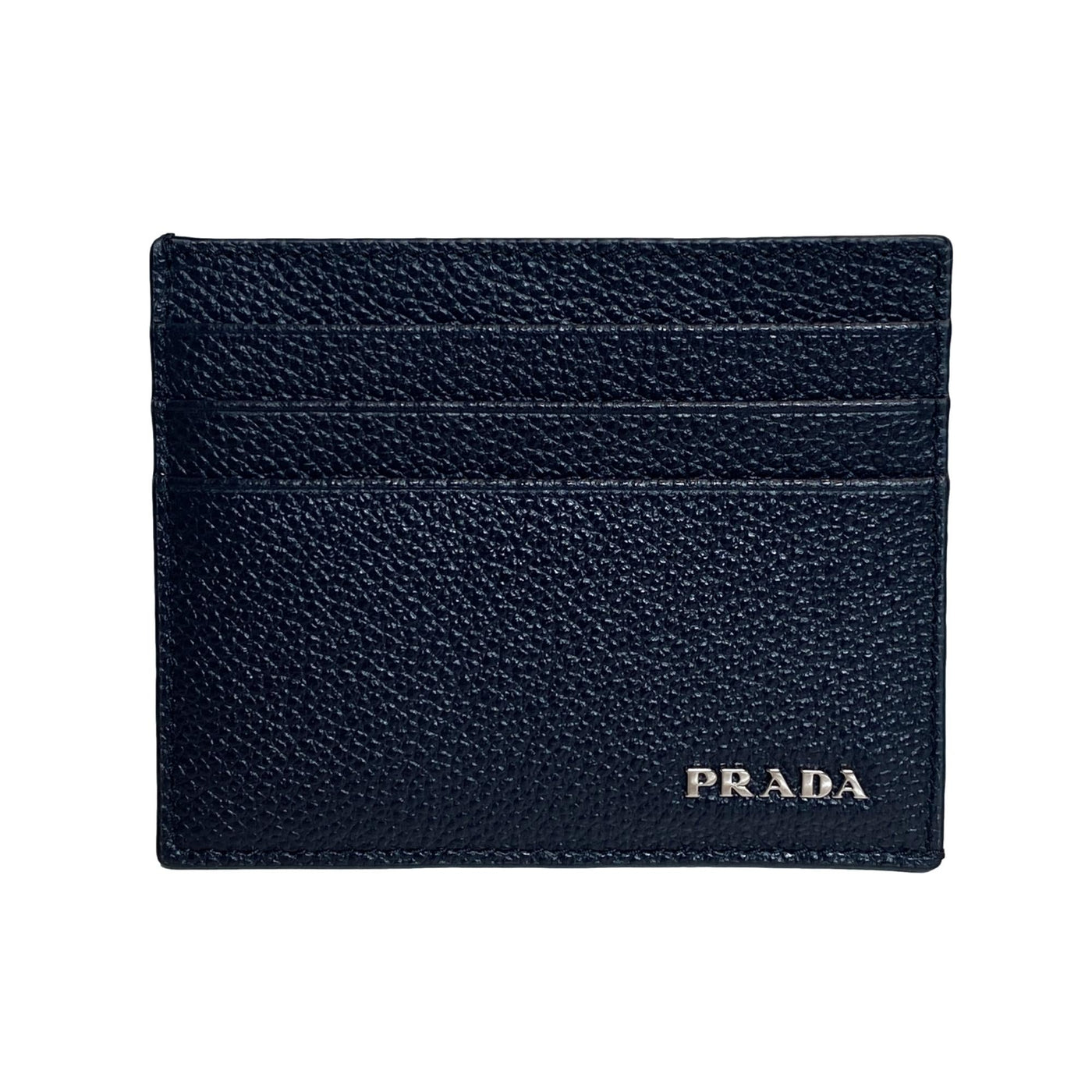 Prada Vitello Micro Grain Leather Baltico Blue Card Holder Wallet - LUXURYMRKT