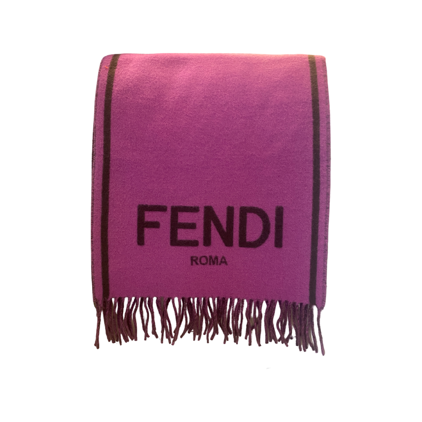Fendi Roma Cashmere Scarf Purple Grey Logo - LUXURYMRKT