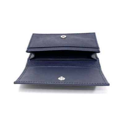 Prada Mens Saffiano Flap Card Holder Wallet Baltico Blue - LUXURYMRKT