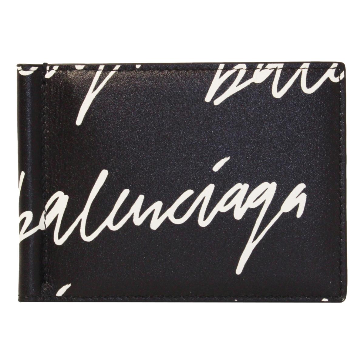Balenciaga Cash Black Leather Scribble Logo Money Clip Wallet 625819 - LUXURYMRKT