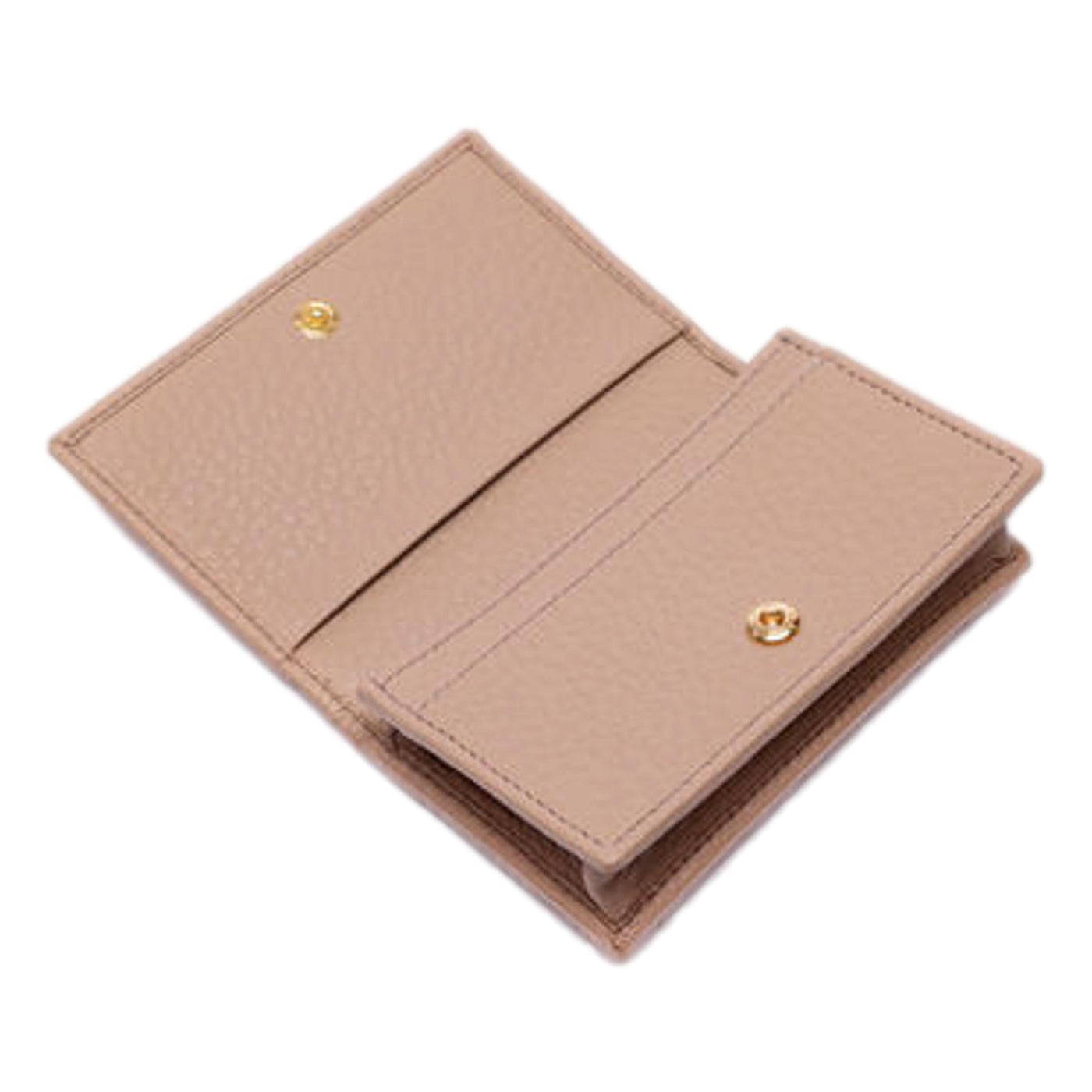 Prada Women's Vitello Grain Cipria Beige Leather Card Case Wallet - LUXURYMRKT