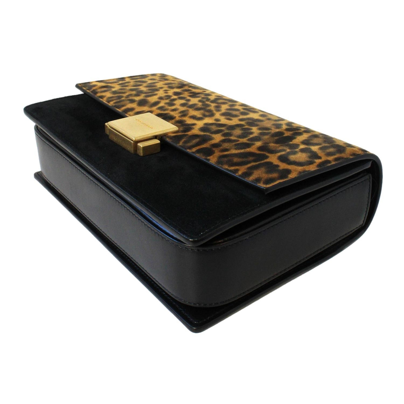 Saint Laurent Bellechasse Black Leather Leopard Print Crossbody 482044 - LUXURYMRKT
