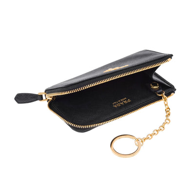 Prada Black Saffiano Leather Key Holder Pouch Wallet 1PP026 - LUXURYMRKT