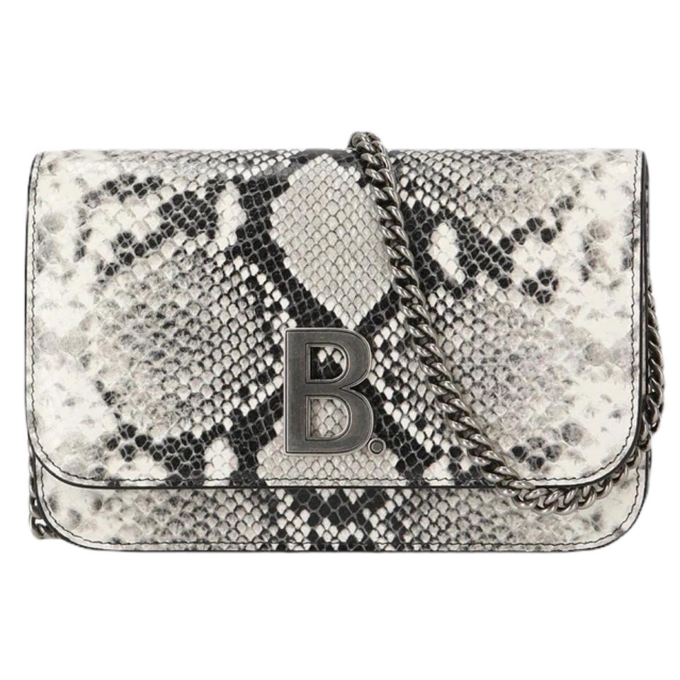 Balenciaga B Python Print Calfskin Leather Wallet on Chain Bag 593615 - LUXURYMRKT