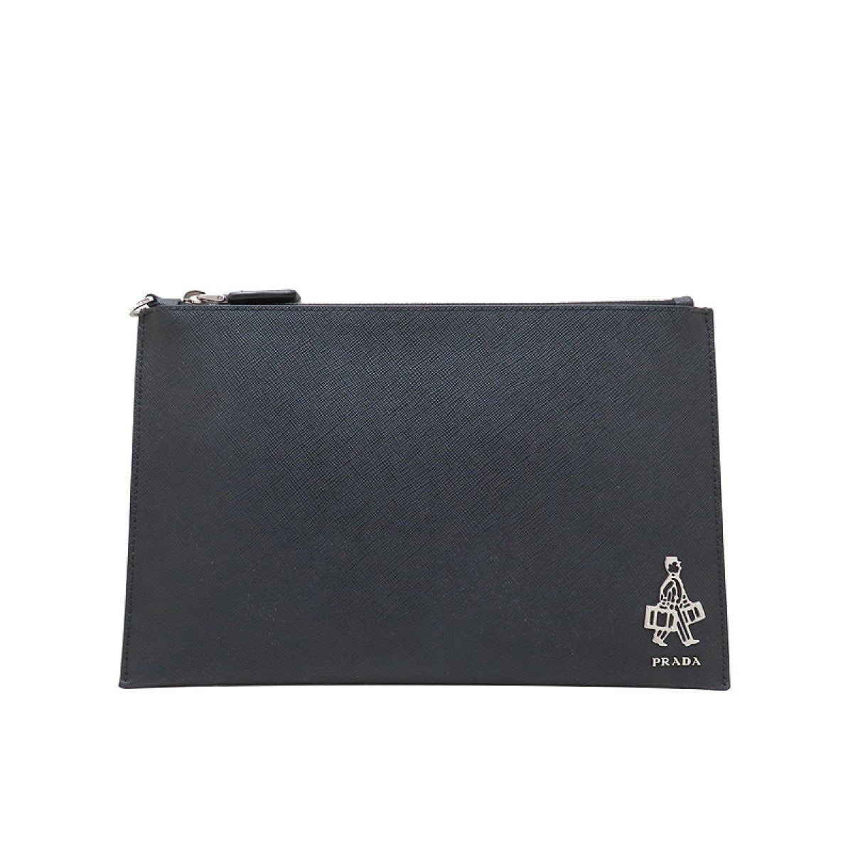 Prada Black Saffiano Voyage Leather Clutch Document Holder 2NG005 - LUXURYMRKT