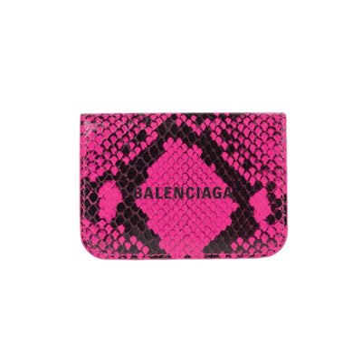 Balenciaga Fuschia Pink Python Printed Calf Leather Mini Wallet - LUXURYMRKT