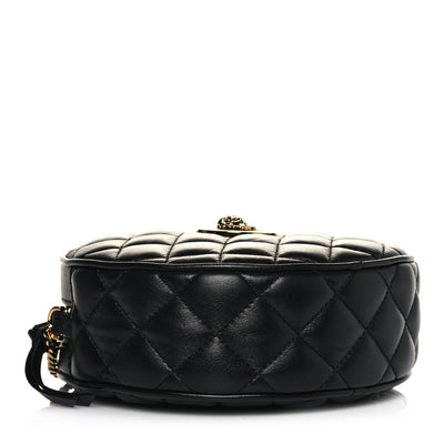 Versace La Medusa Round Quilted Leather Black Shoulder Bag 1002866 - LUXURYMRKT