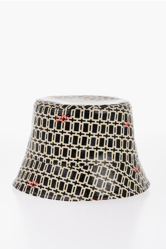 Roger Vivier Faux-leather GRAND VIVIER Bucket Hat with Logo Print