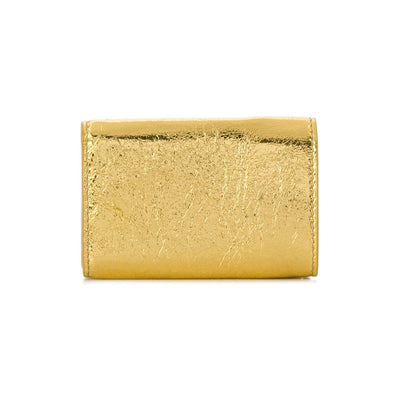 Balenciaga Papier Gold Arena Lambskin Mini Trifold Wallet 391446 - LUXURYMRKT