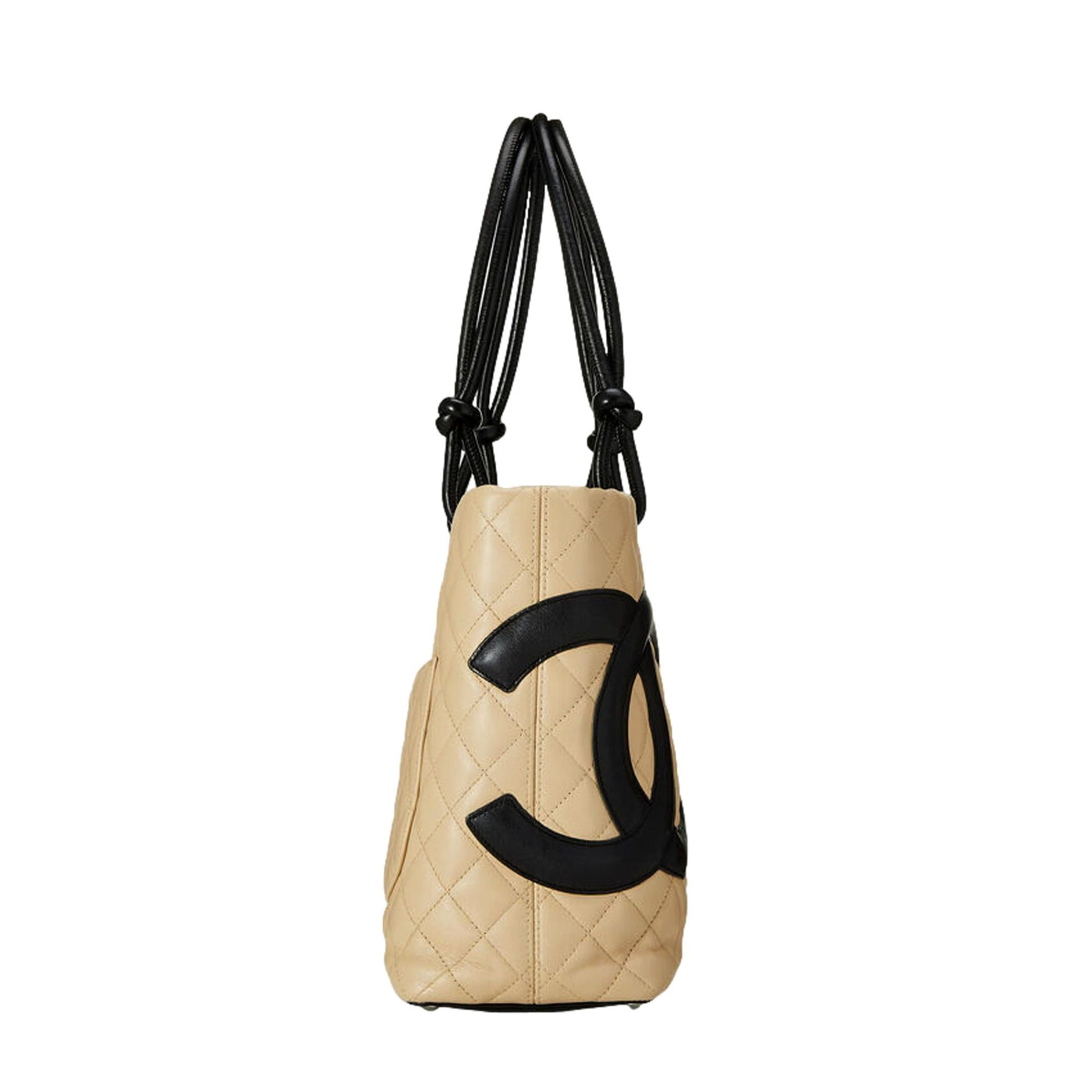 Chanel Cambon Ligne Beige Quilted Calfskin Leather Small Tote Bag - LUXURYMRKT