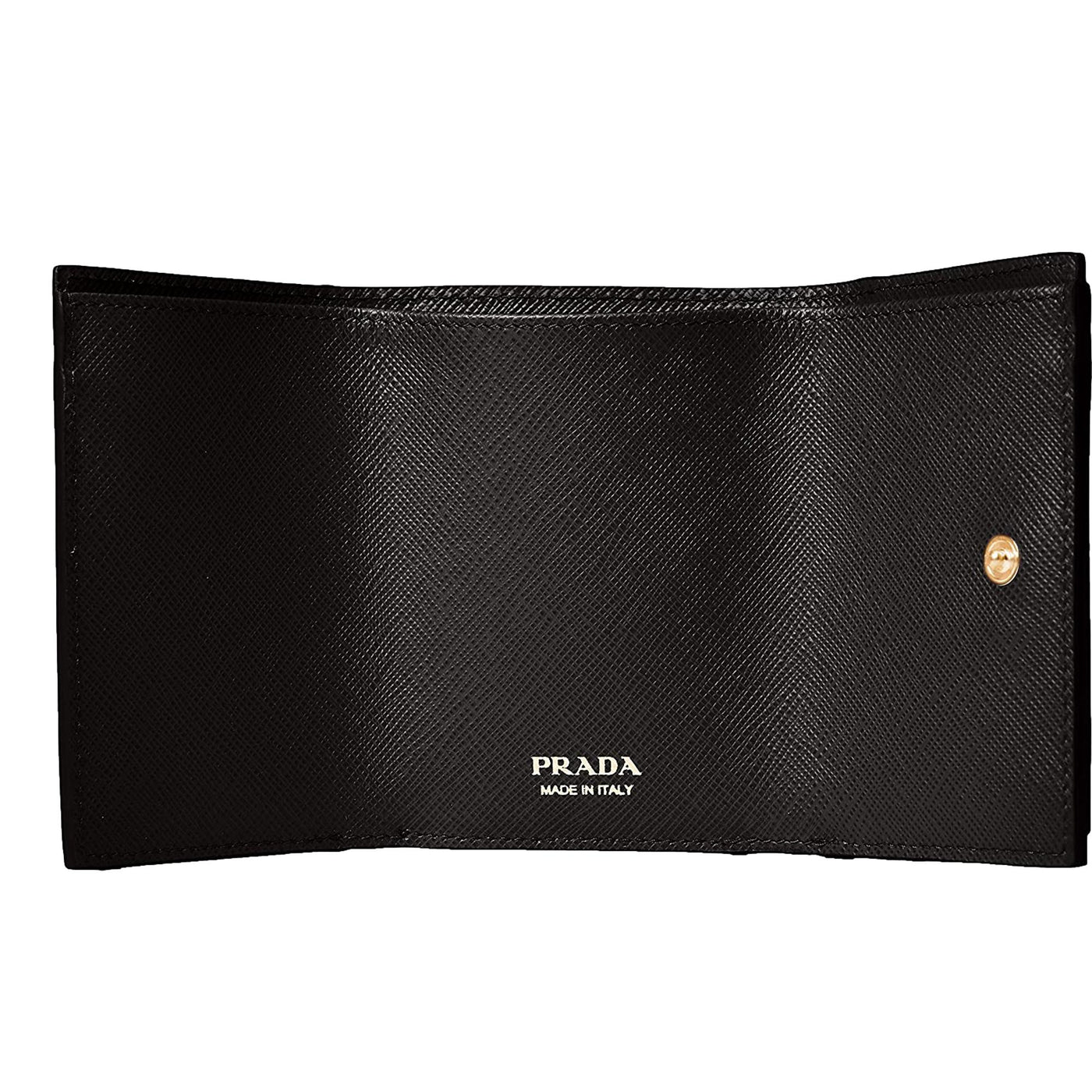 Prada Saffiano Black Leather Envelope Trifold Wallet - LUXURYMRKT