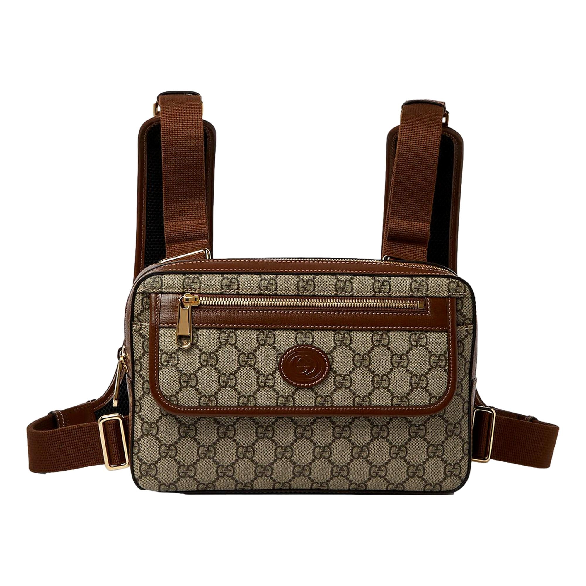 Gucci Retro GG Canvas Leather Trim Mini Holster Backpack - LUXURYMRKT