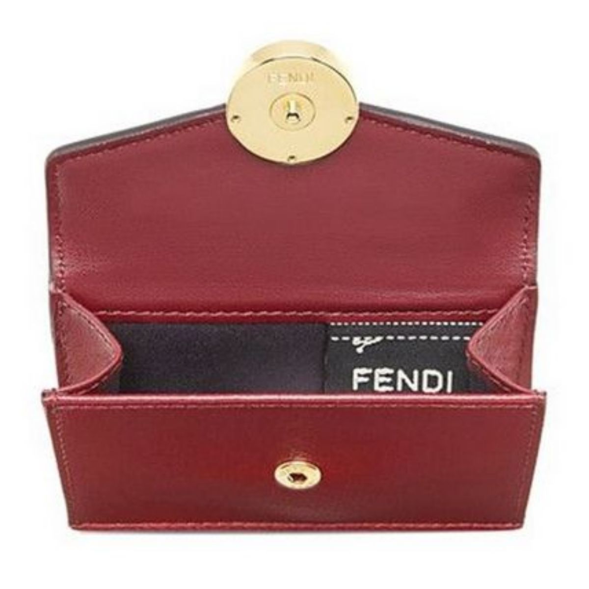 Fendi Calf Leather F Logo Barola Red Micro Trifold Wallet 8M0395 - LUXURYMRKT
