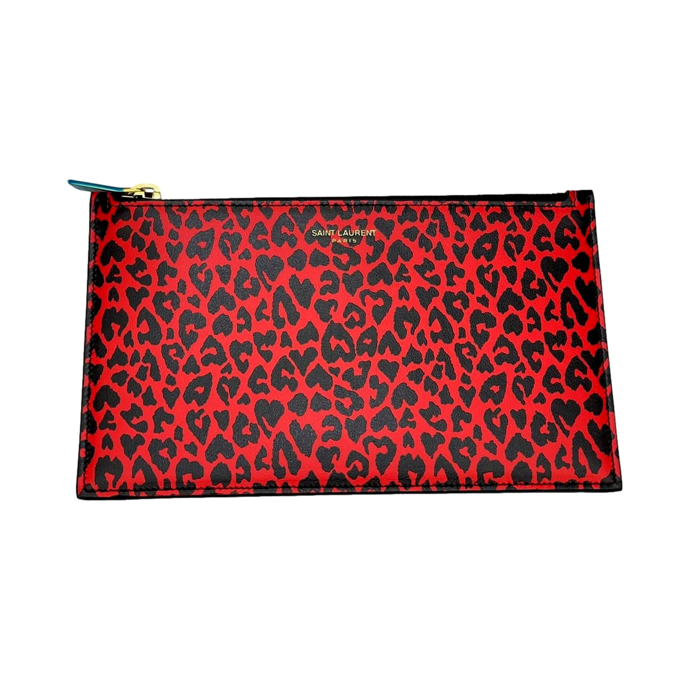 Saint Laurent Rouge Leopard Printed Calfskin Leather Medium Pouch 635098 - LUXURYMRKT