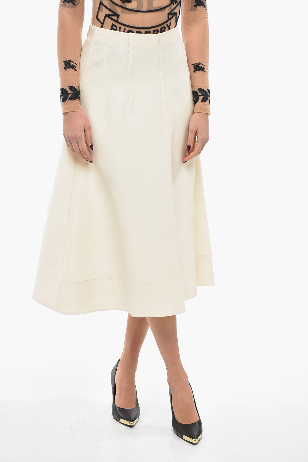 Lanvin Flared Midi Skirt with Side Zip