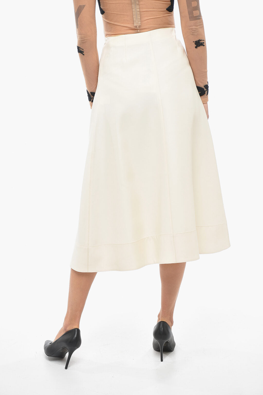 Lanvin Flared Midi Skirt with Side Zip