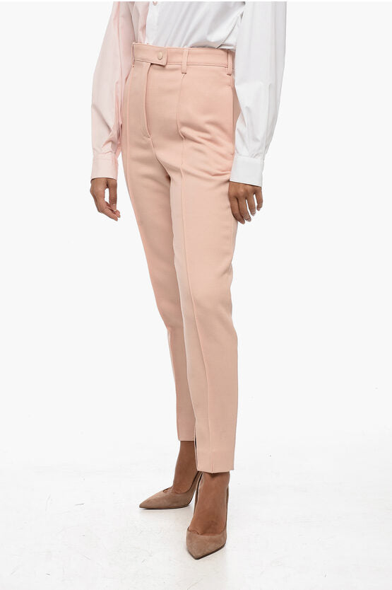 Prada Front Pleated Twill Wool Pants