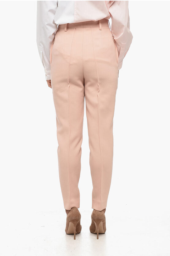 Prada Front Pleated Twill Wool Pants