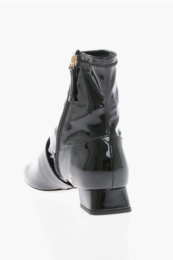 Roger Vivier Glossy Booties With Statement Buckle