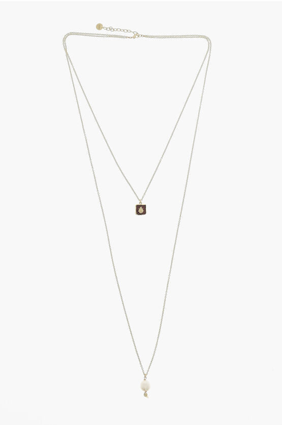 Dior Golden Effect Brass JARDIN D'HIVER Long Necklace with Pendan