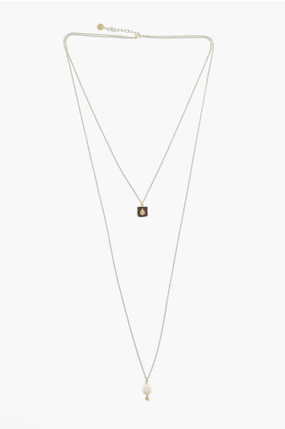 Dior Golden Effect Brass JARDIN D'HIVER Long Necklace with Pendan