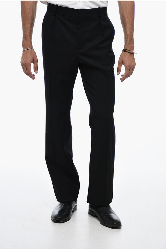 Saint Laurent Grain de Poudre Smoking Pants with Straight Leg