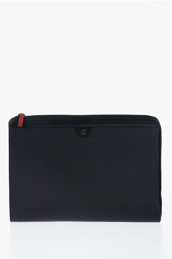 Christian Louboutin Grained Leather FOR RUI Clutch with Contrasting Trim